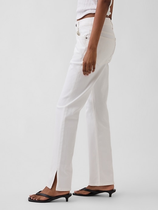 Image number 3 showing, Mid Rise Split-Hem Straight Jeans