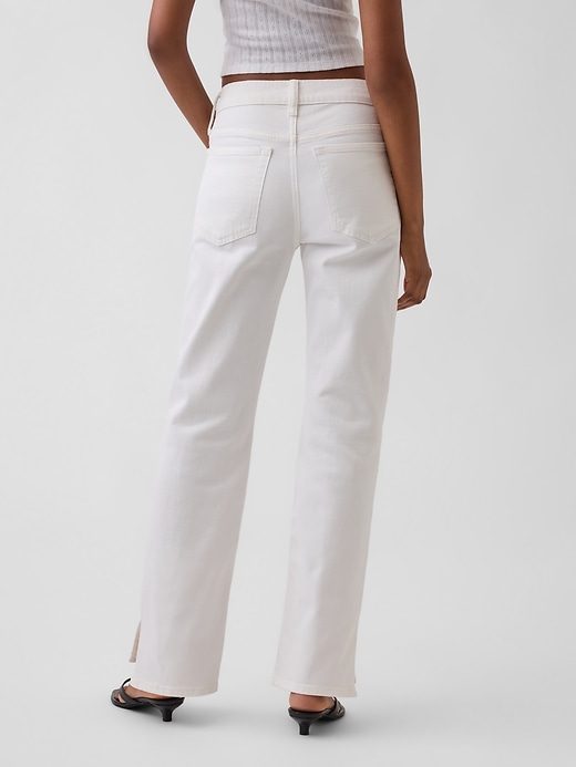 Image number 4 showing, Mid Rise Split-Hem Straight Jeans