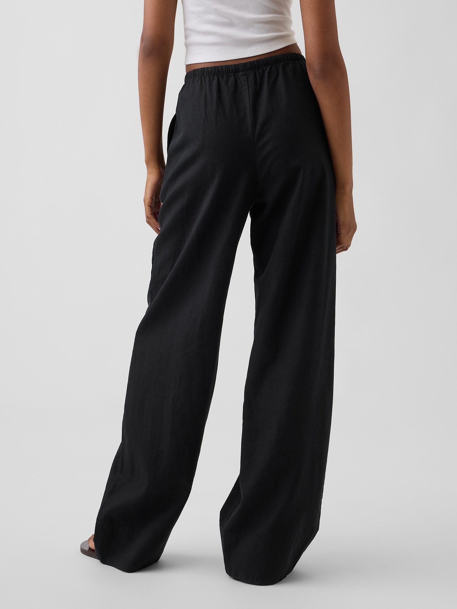 Женские брюки Gap Linen-Blend Easy Wide-Leg, цвет: Чёрный — фото 4