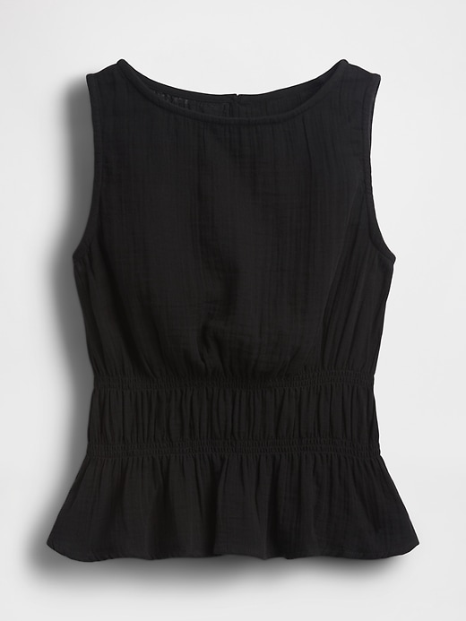Image number 5 showing, Cotton Gauze Smocked-Waist Peplum Top