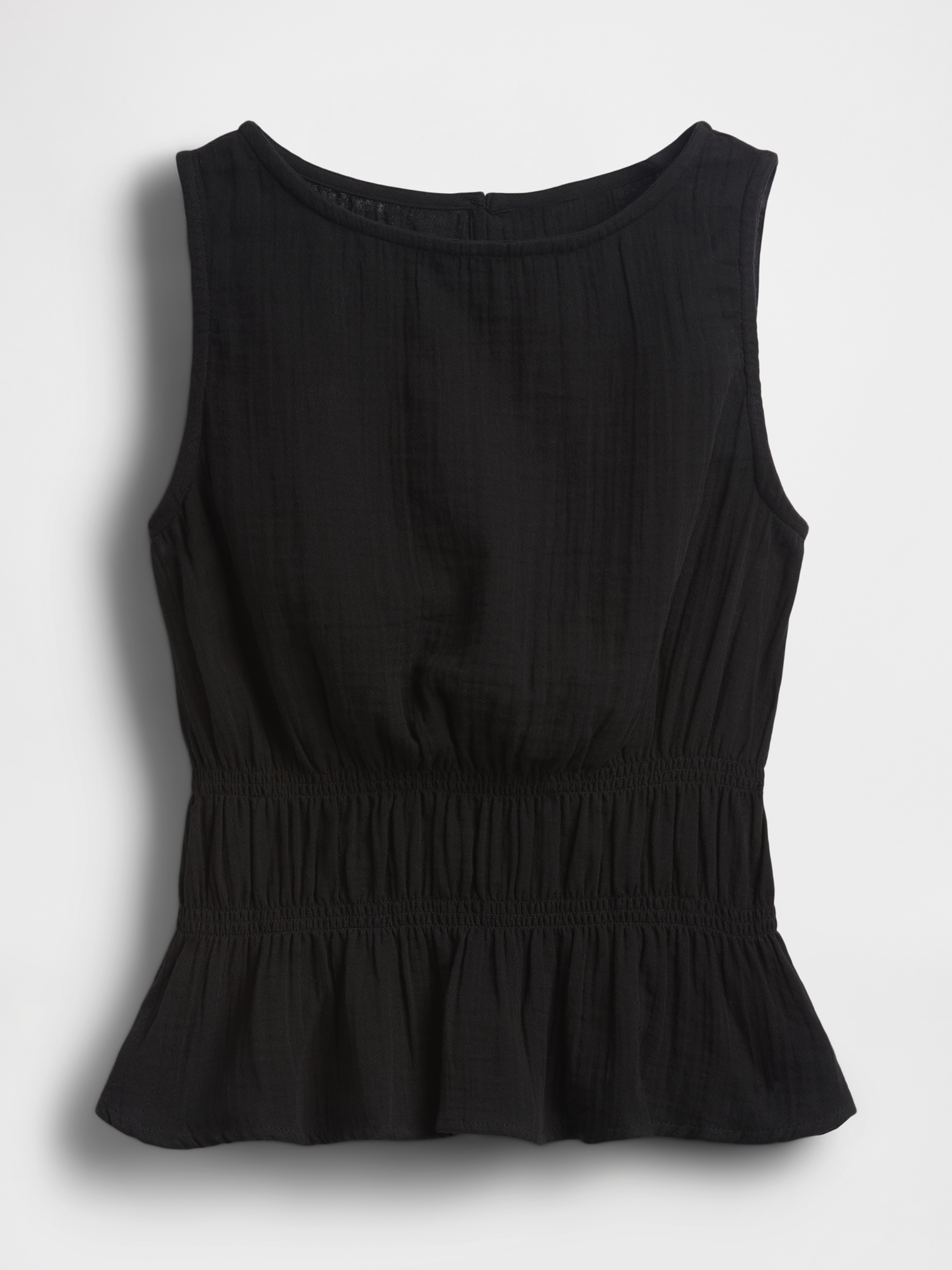 Женский топ Gap Cotton Gauze Smocked-Waist Peplum Top, цвет: Чёрный — фото 4