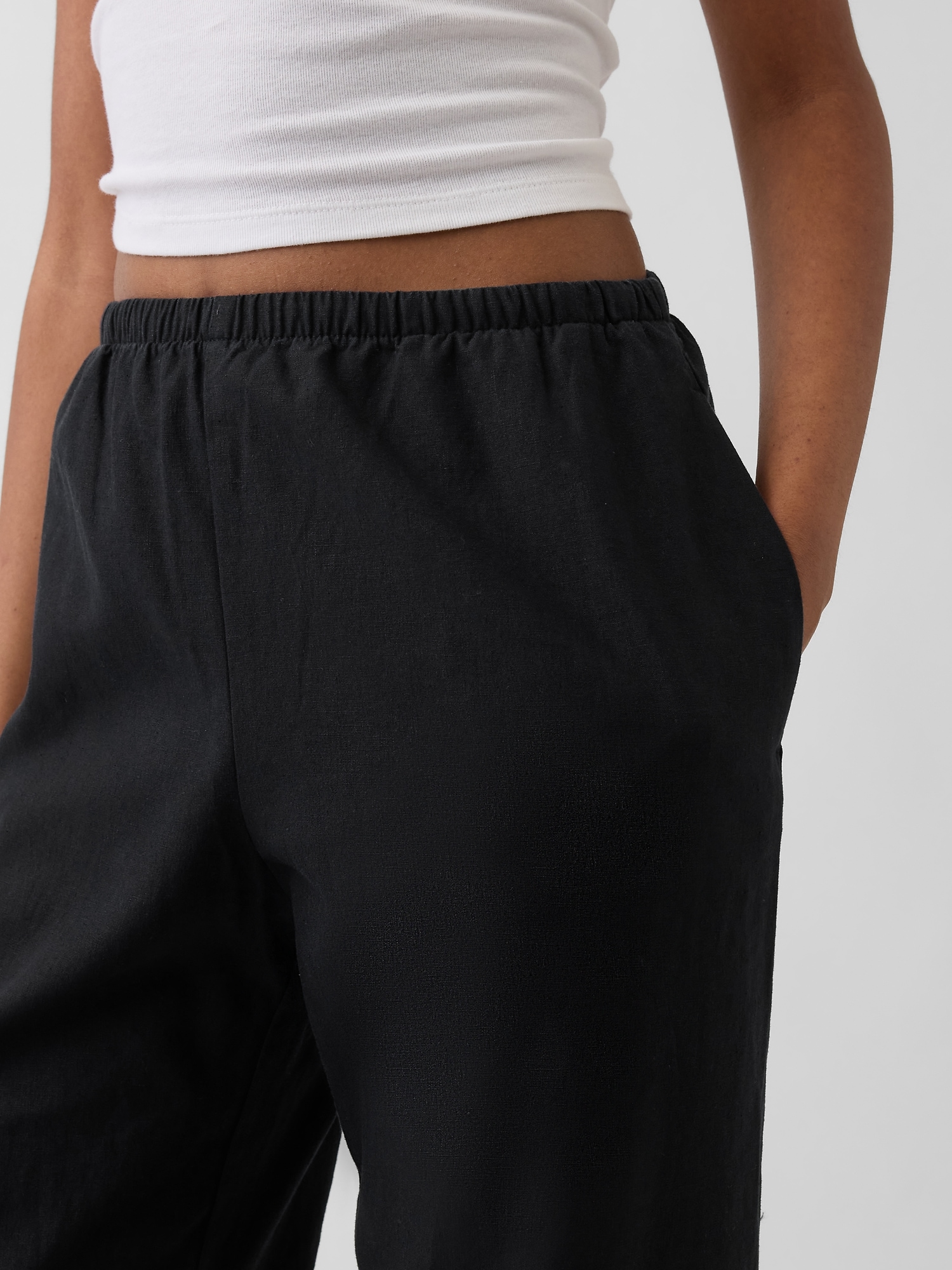 Linen-Blend Easy Wide-Leg Pants