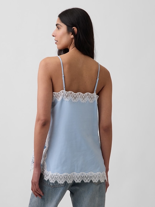 Image number 3 showing, Linen-Blend Lace-Trim Cami