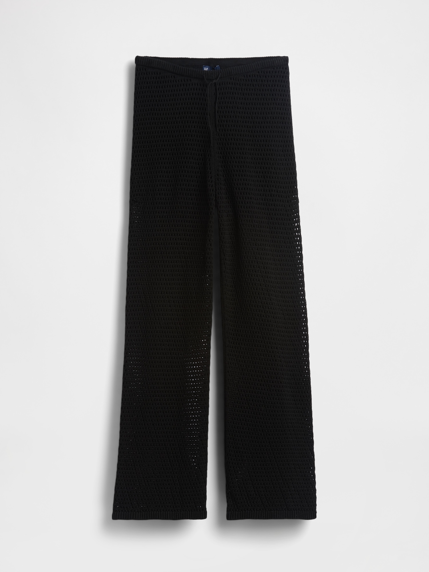 Женские брюки Gap 100% Cotton Crochet Sweater Pants, цвет: Чёрный — фото 6