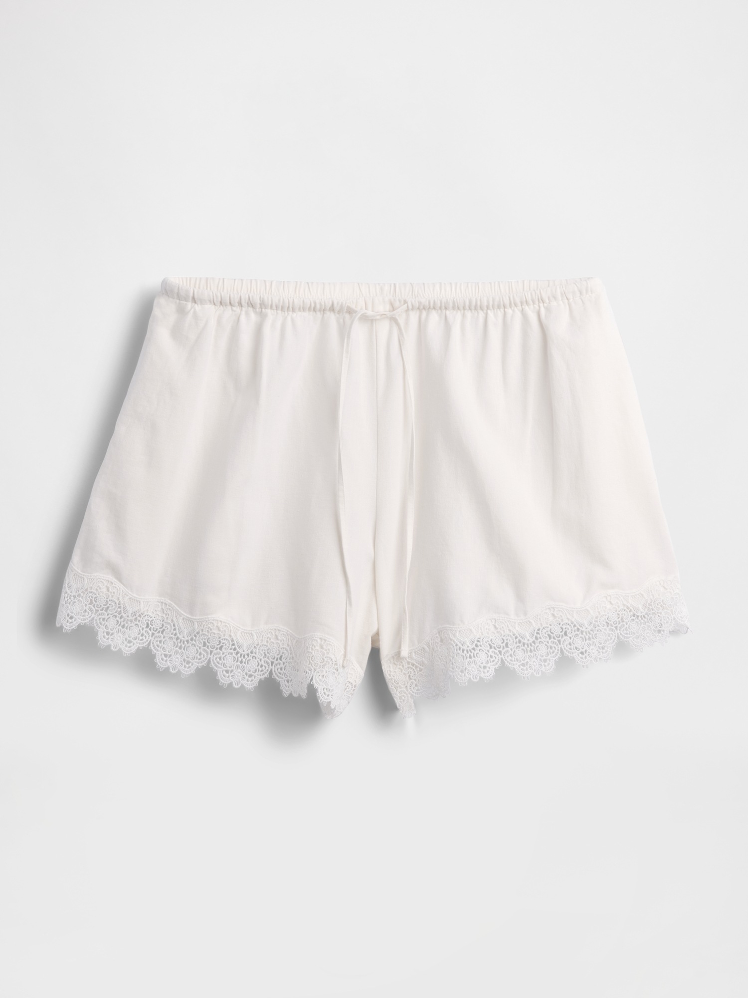 Женские шорты Gap 4" Mid Rise Linen-Blend Lace-Trim, цвет: Молочный белый — фото 6