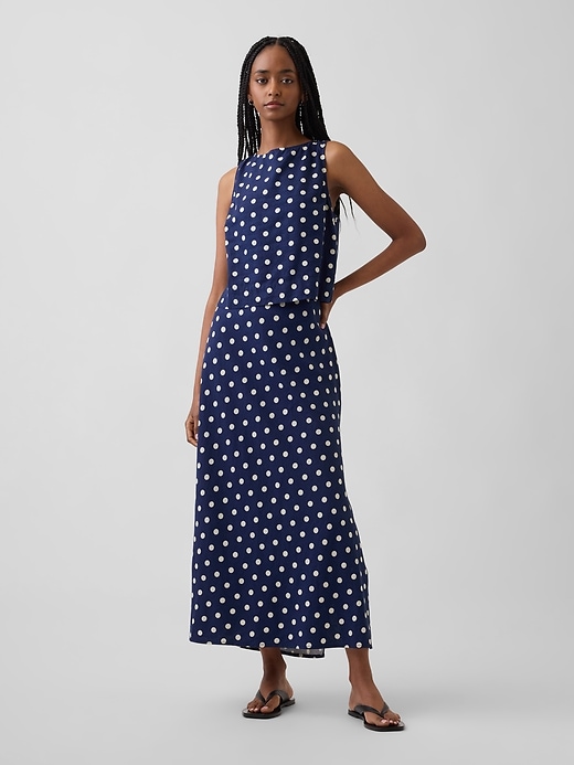 Image number 1 showing, Linen-Blend Maxi Slip Skirt