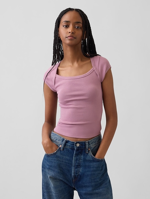 Image number 1 showing, Modern Square-Neck Crop T-Shirt