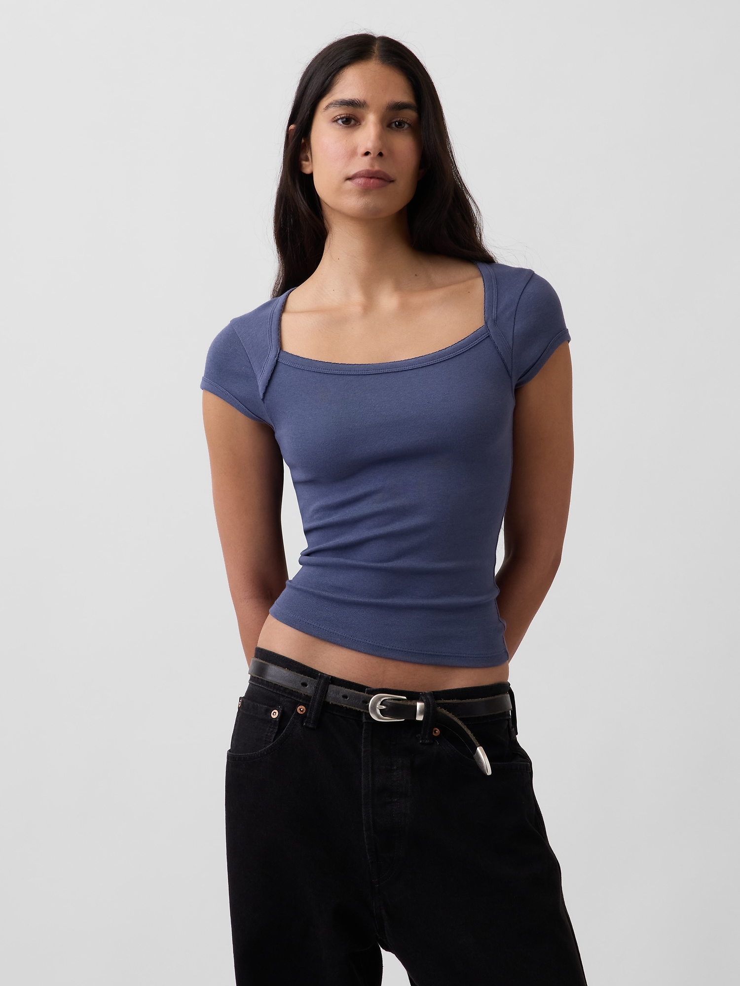 Modern Square-Neck Crop T-Shirt