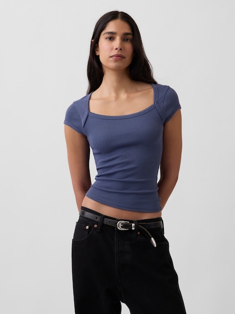 Modern Square-Neck Crop T-Shirt
