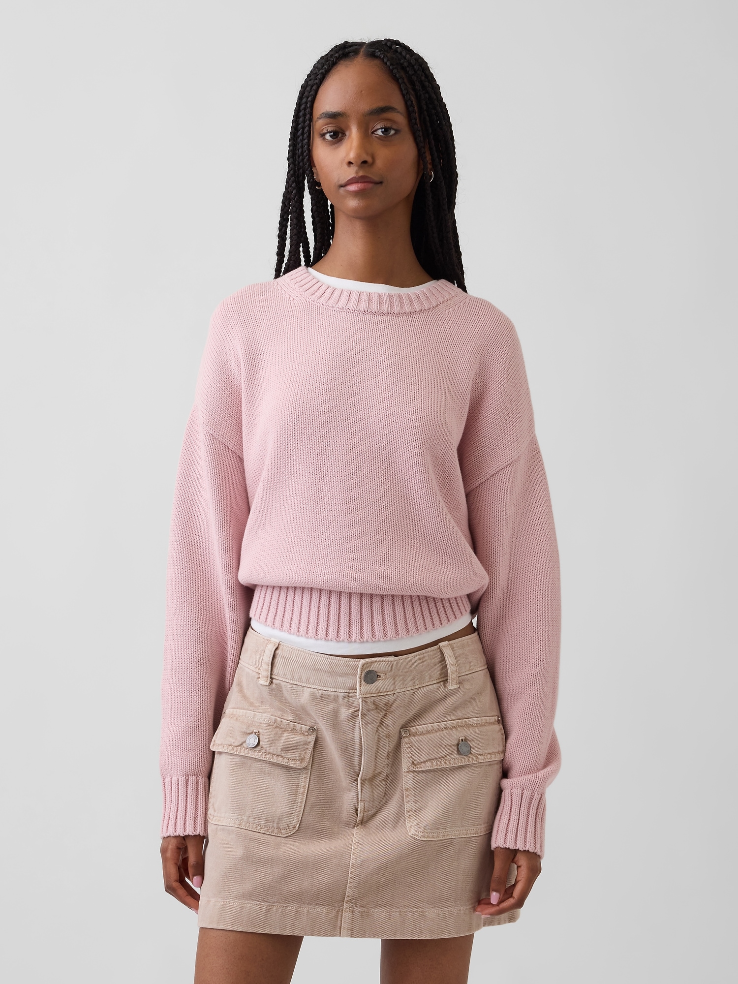 Gap 100% Cotton Oversized Sweater In Pink