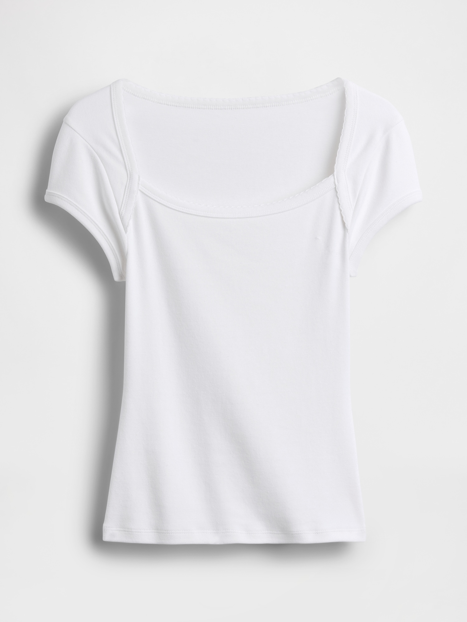 Женская футболка Gap Modern Square-Neck Crop T-Shirt, цвет: Белый — фото 4
