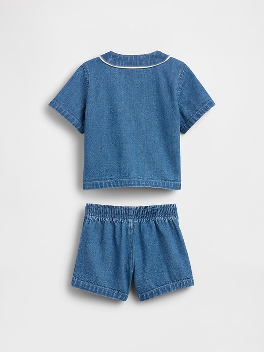 Image number 2 showing, Baby Denim Varsity Outfit Set