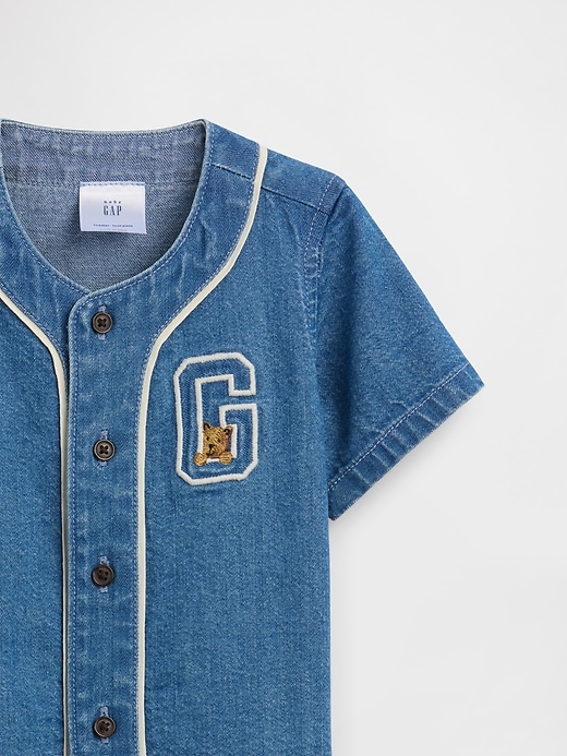 Image number 3 showing, Baby Denim Varsity Outfit Set