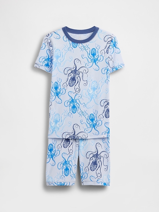 Image number 1 showing, Kids Organic Brushed Cotton Octopus PJ Shorts Set
