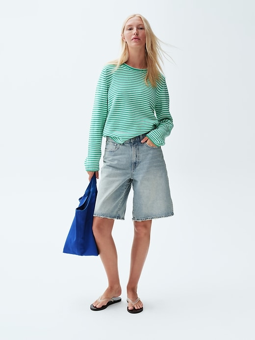 Image number 7 showing, 11" Mid Rise Longline Denim Shorts
