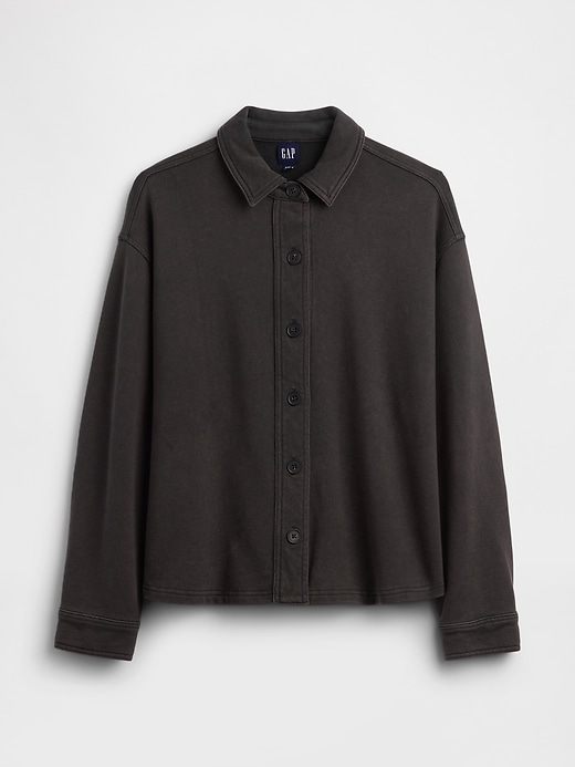 Image number 5 showing, French Terry Oversized Button-Front Shirt