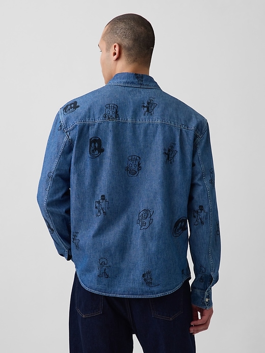 Image number 3 showing, Jean-Michel Basquiat Printed Denim Shirt