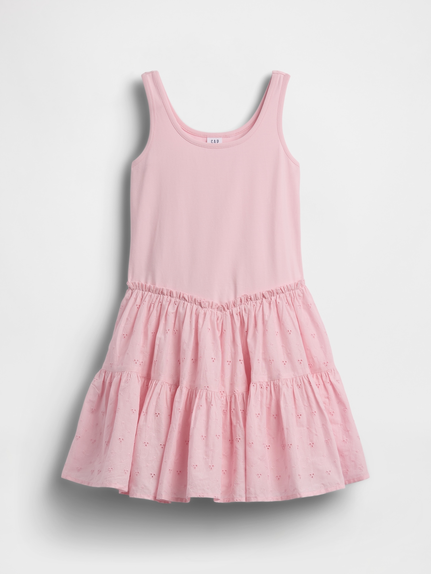 Kids Mixed Media Tiered Tank Dress