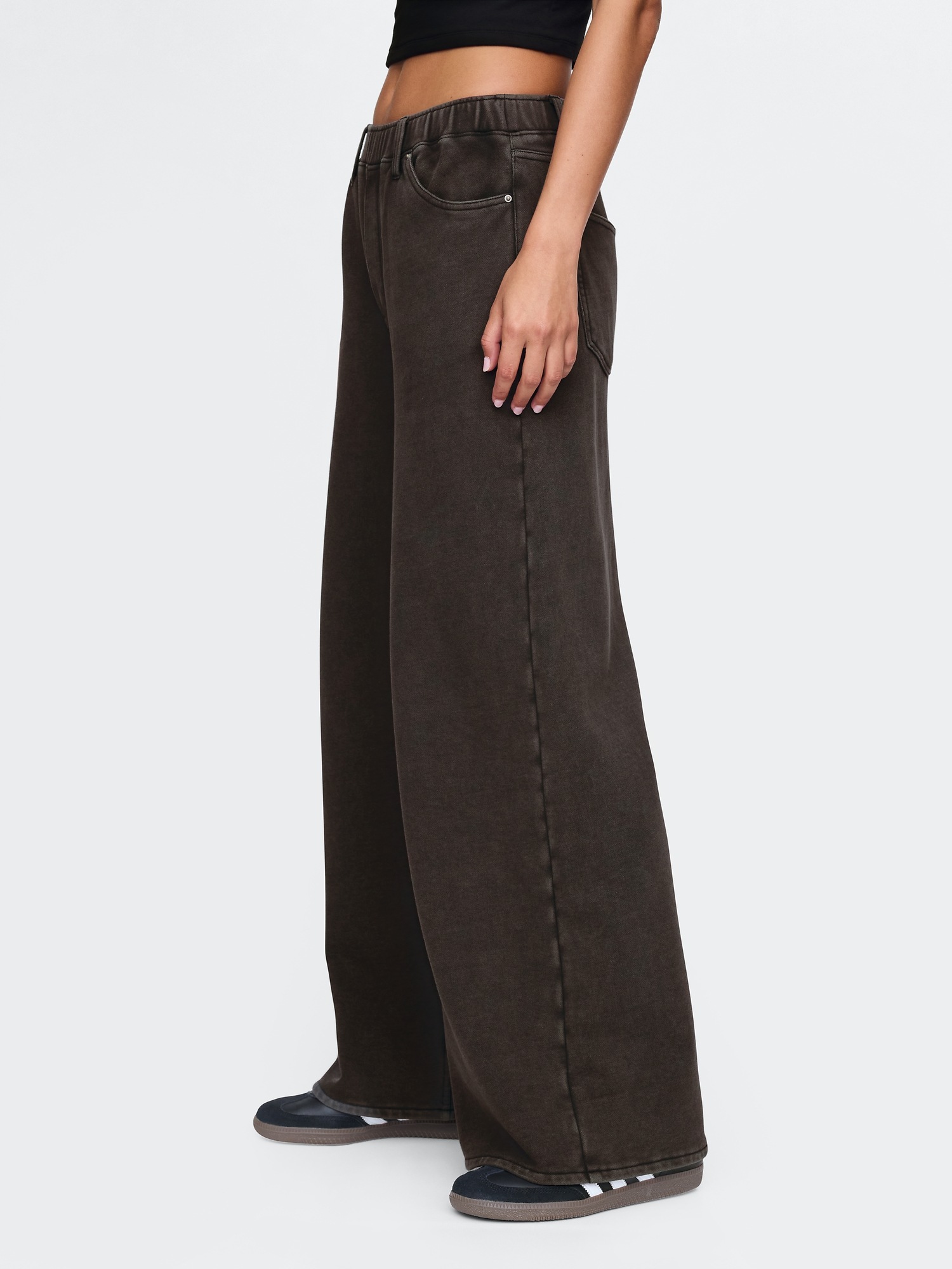 Женские джинсы Gap Heavyweight Easy Baggy Sweatpant, цвет: Чёрный варёный — фото 3