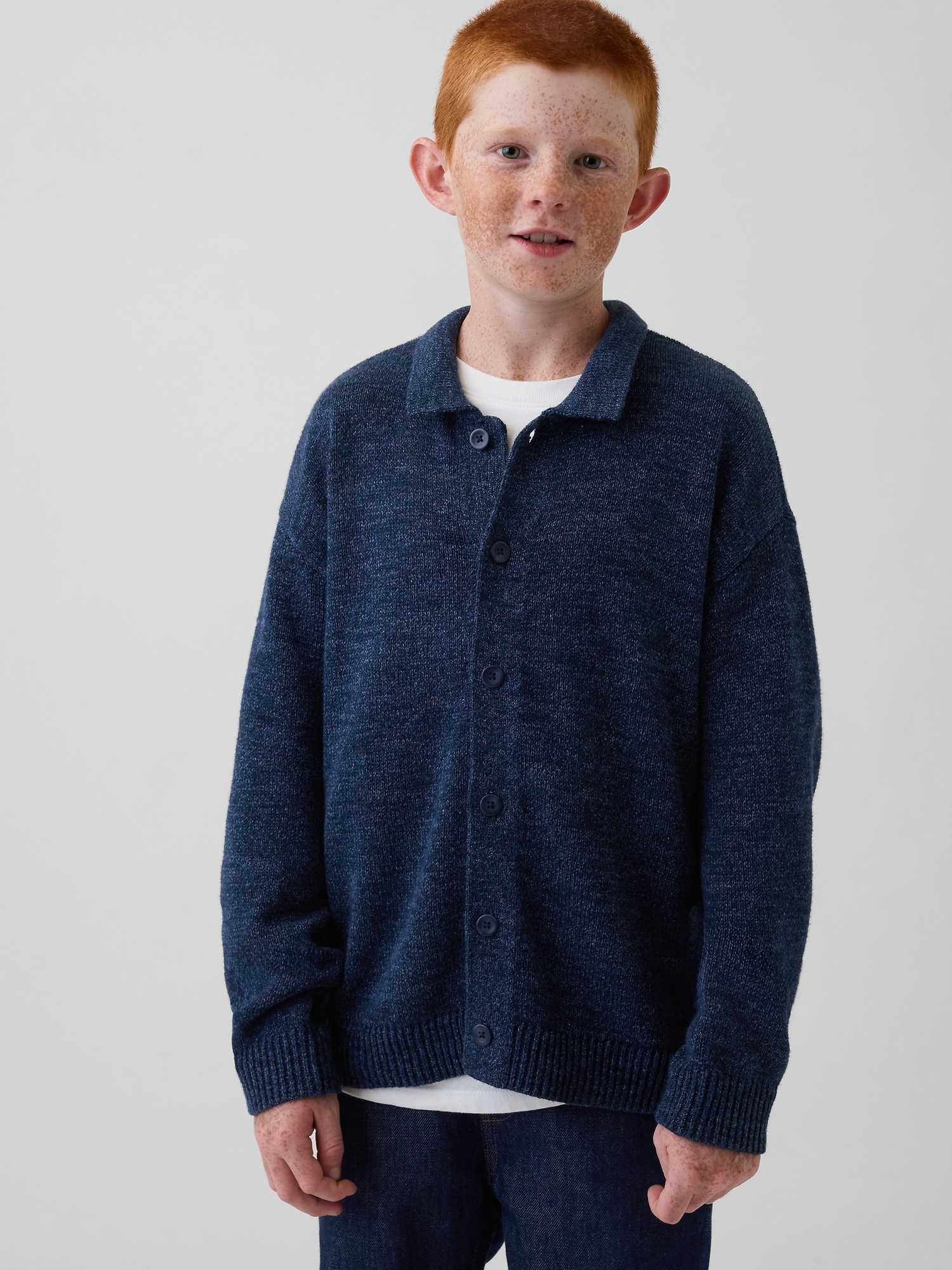 Kids Relaxed Polo Cardigan Sweater