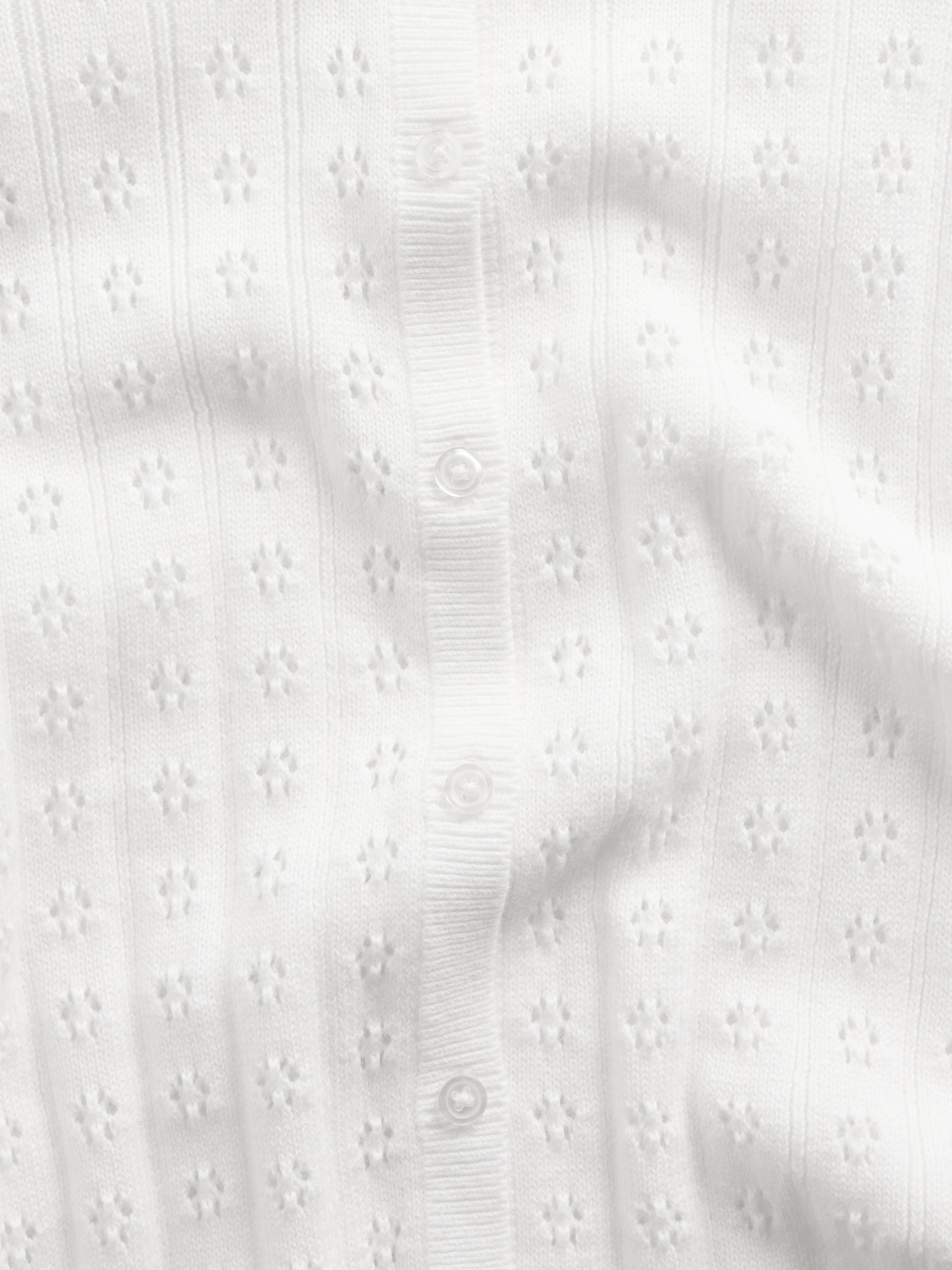 100% Cotton Pointelle Crop Cardigan