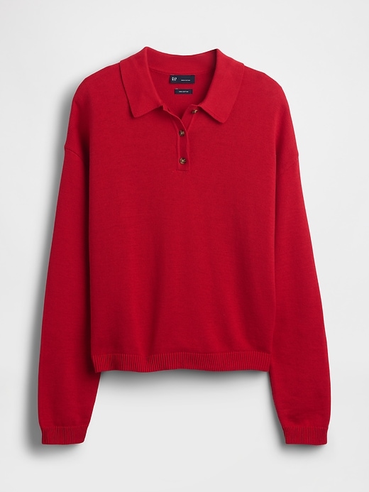 Image number 5 showing, 100% Cotton Relaxed Polo Sweater
