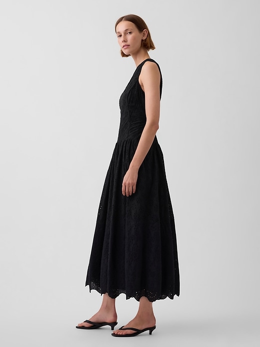 Image number 3 showing, Eyelet Drop-Waist Maxi Dress