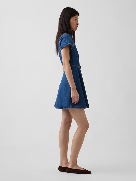 Image number 3 showing, Denim Belted Mini Shirtdress