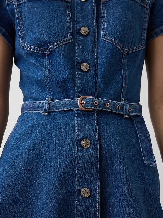 Image number 4 showing, Denim Belted Mini Shirtdress