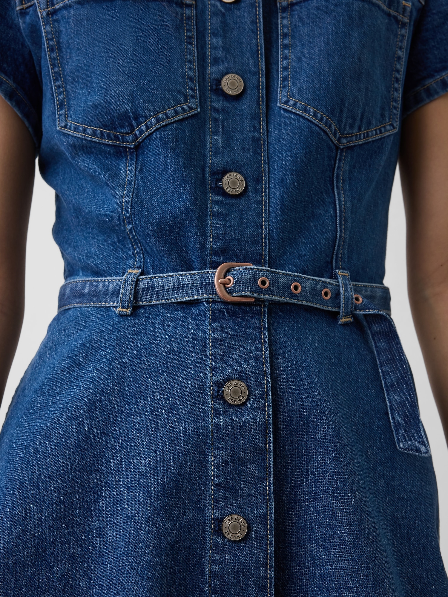Denim Belted Mini Shirtdress
