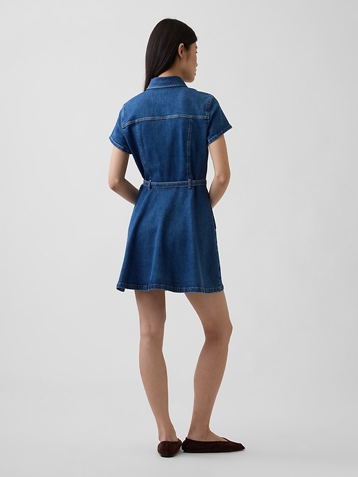 Image number 2 showing, Denim Belted Mini Shirtdress