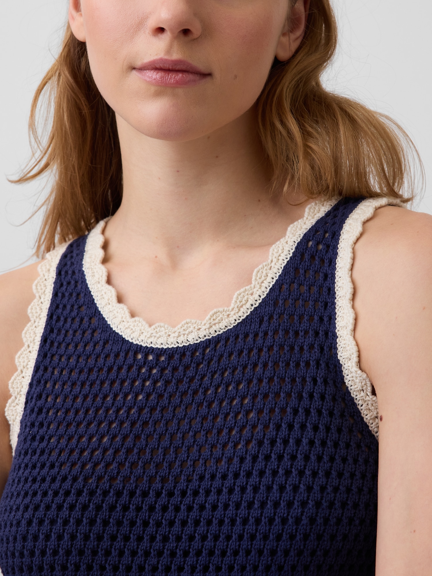 Женское платье Gap 100% Cotton Crochet Mini, цвет: Синий — фото 2