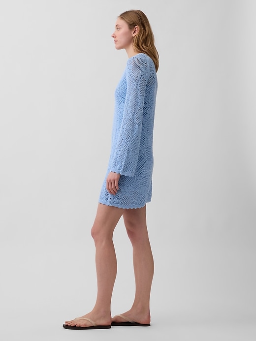 Image number 3 showing, Pointelle Mini Sweater Dress