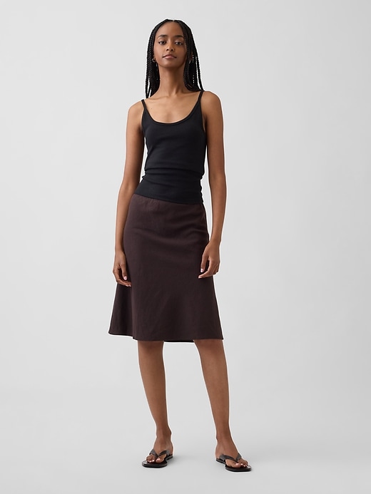 Image number 1 showing, Linen-Blend Bias-Cut Skirt