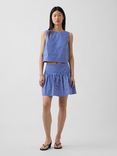 Poplin Drop-Waist Mini Skort