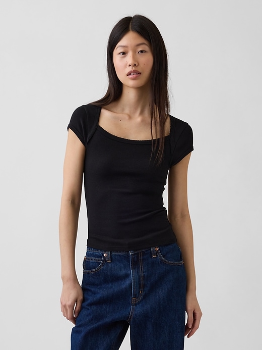Image number 1 showing, Modern Square-Neck Crop T-Shirt