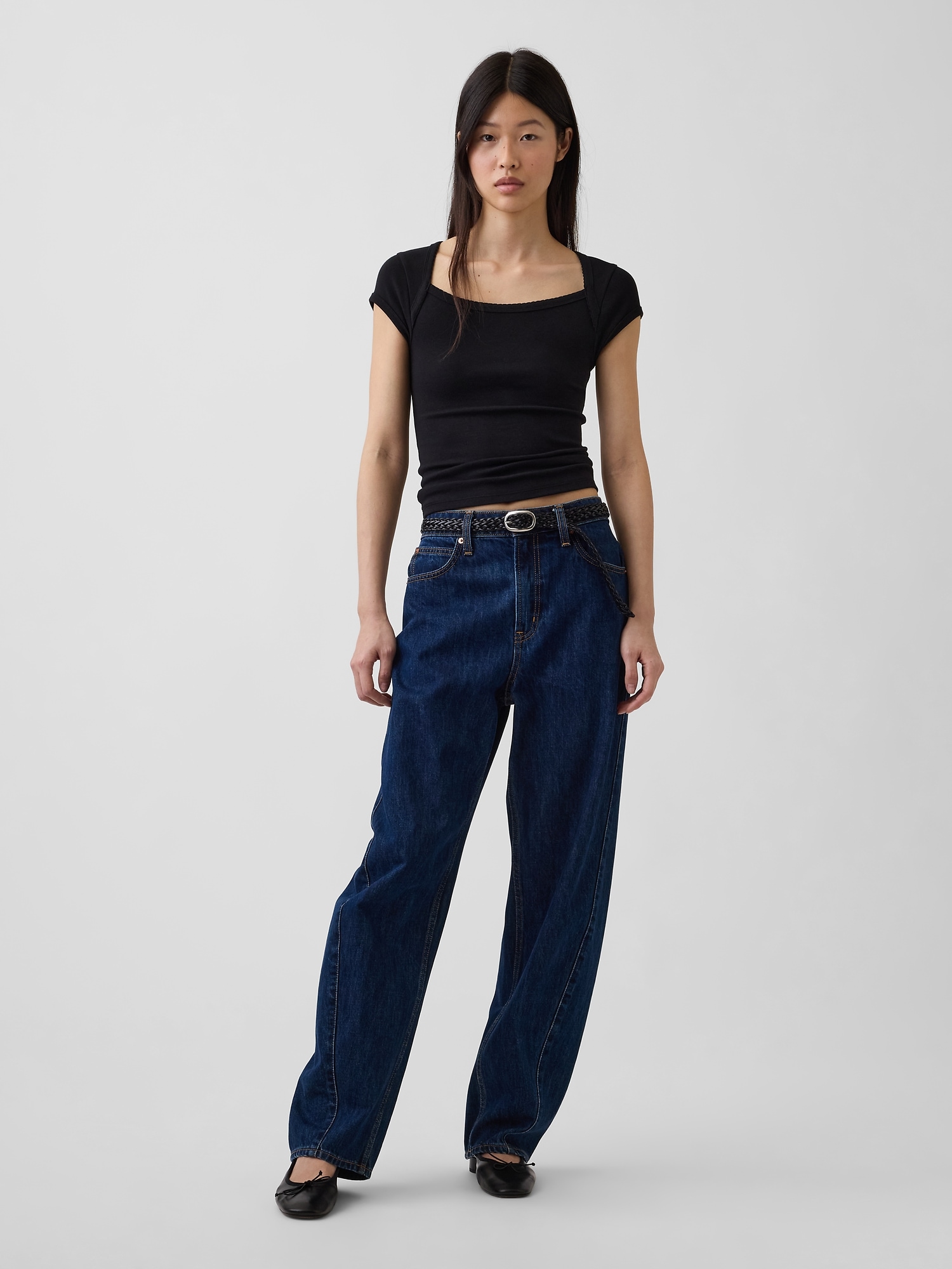 Modern Square-Neck Crop T-Shirt