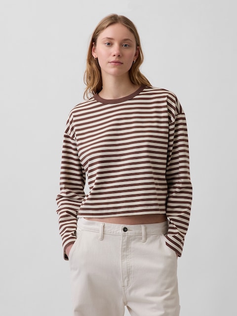 Knit Oversized Crop T-Shirt