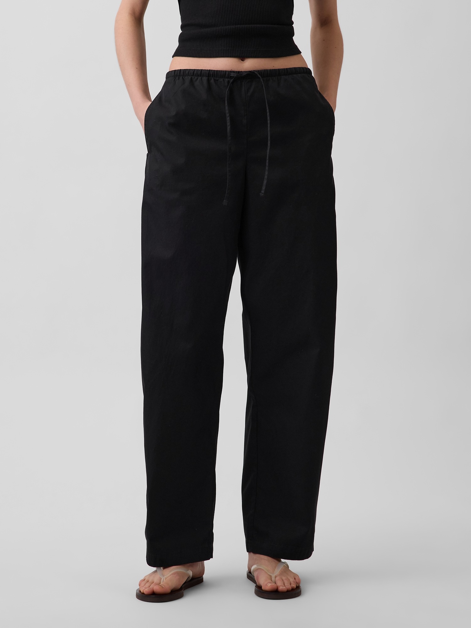 Женские брюки Gap Poplin Easy Barrel, цвет: Чёрный — фото 2