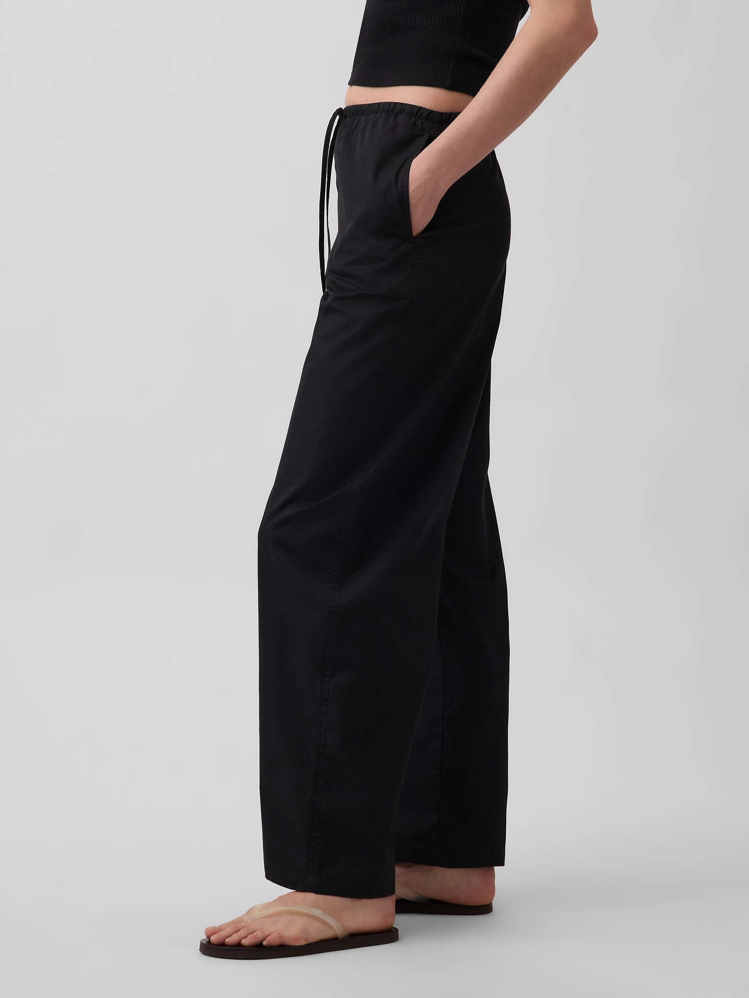 Женские брюки Gap Poplin Easy Barrel, цвет: Чёрный — фото 3
