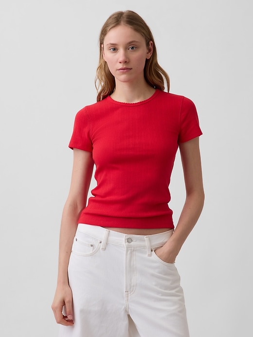 Image number 1 showing, Pointelle Crewneck T-Shirt
