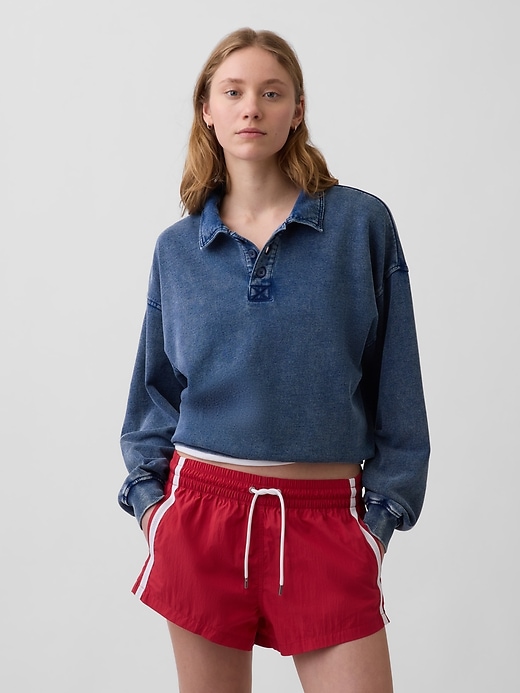 Image number 1 showing, French Terry Oversized Polo Sweatshirt