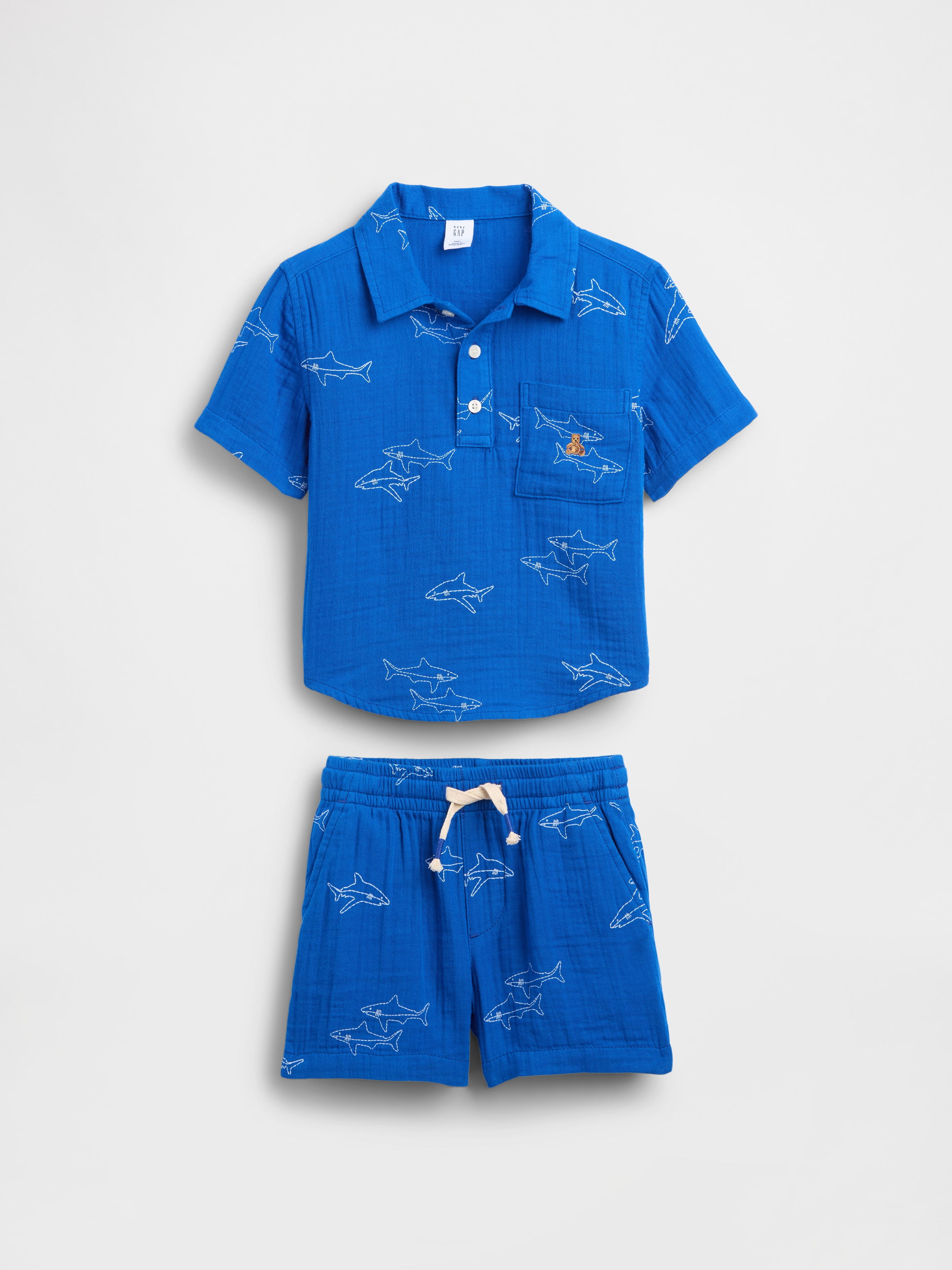Baby & Toddler Cotton Gauze Polo Outfit Set
