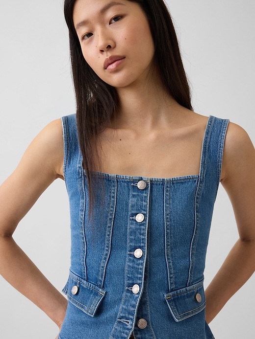 Image number 4 showing, Denim Pocket Corset Top