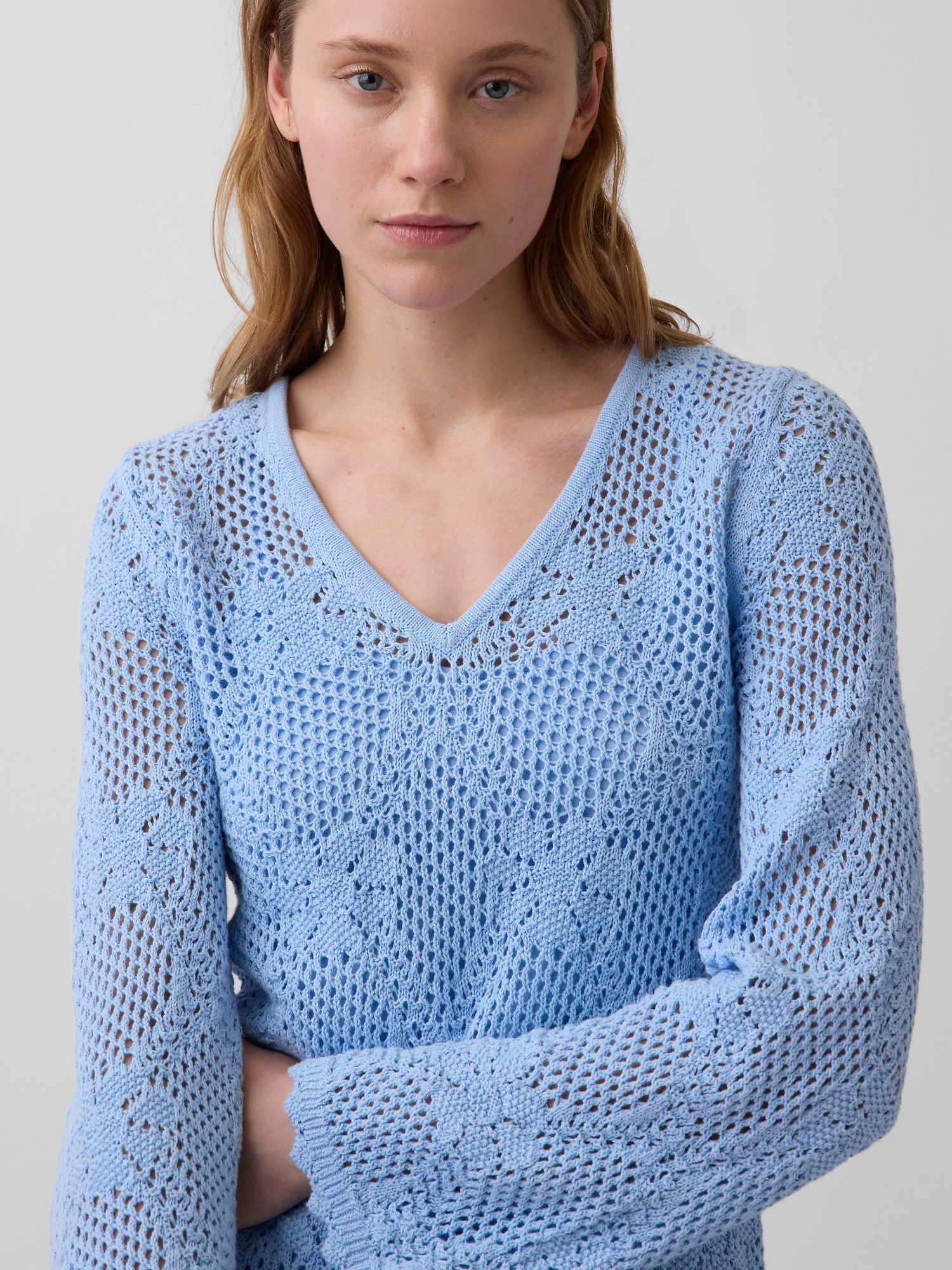 Женское платье Gap Pointelle Sweater Mini, цвет: Синий — фото 4
