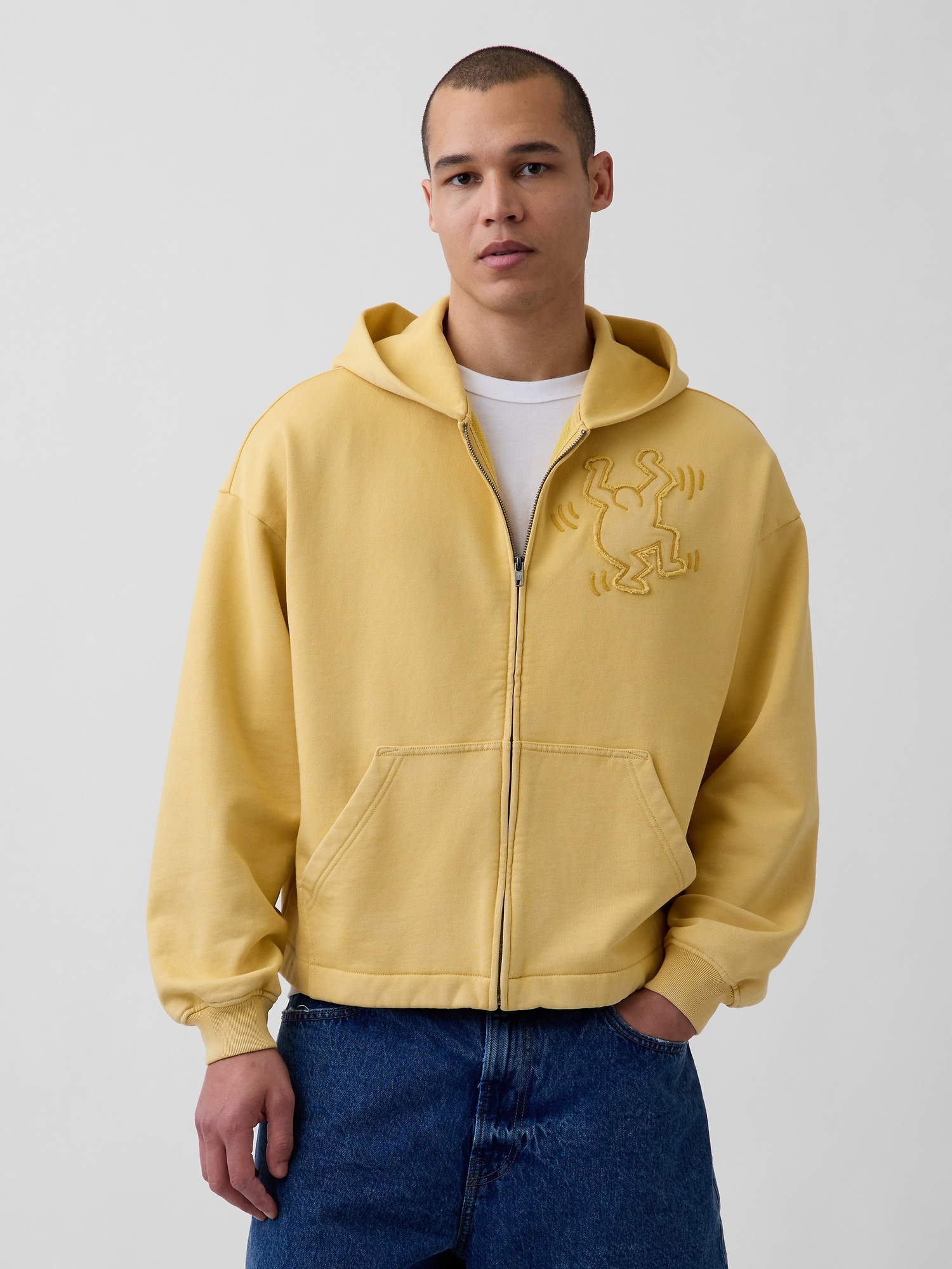 Мужские худи Gap Keith Haring Heavyweight Crop Zip