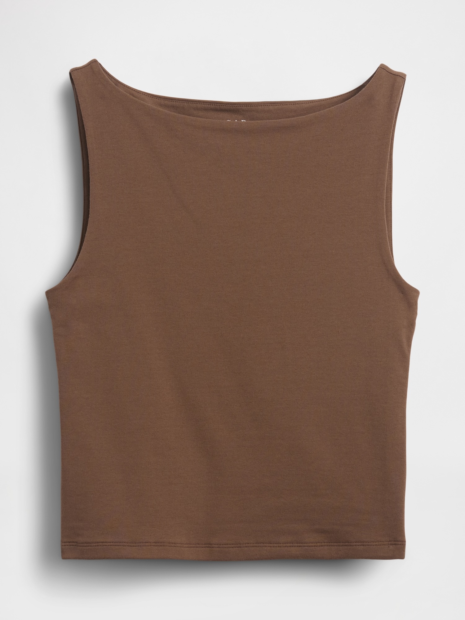 Женский топ Gap CloseKnit Jersey Boatneck Crop Tank Top, цвет: Коричневый, вариант 1 — фото 5