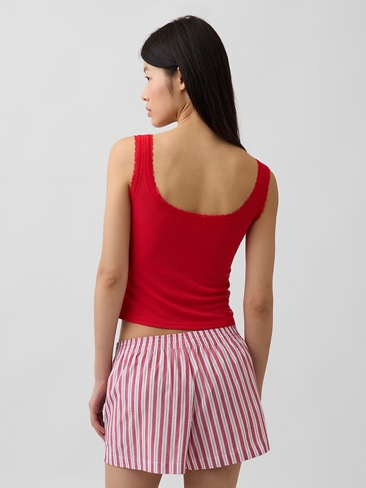 Image number 3 showing, Mini Rib Lace Henley PJ Tank Top