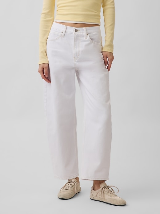 Image number 2 showing, High Rise Crop Barrel Jeans
