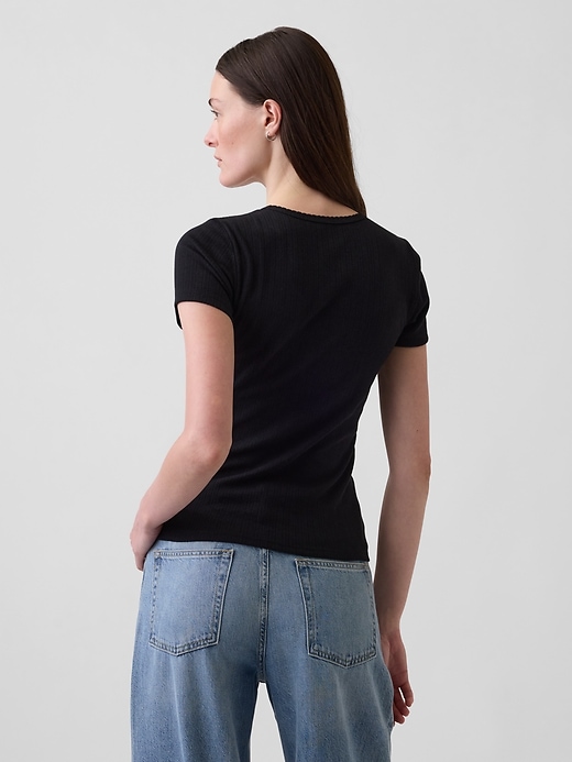 Image number 3 showing, Pointelle Crewneck T-Shirt